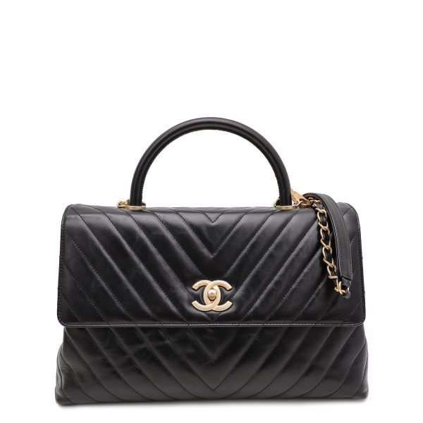 Chanel Black Chevron Coco Handle Maxi Bag Online Sale