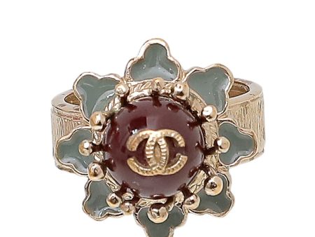 Chanel Bicolor CC Pearl Crown Ring For Discount