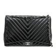 Chanel Black Classic Chevron Single Flap Bag Online now