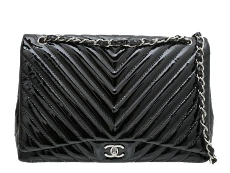 Chanel Black Classic Chevron Single Flap Bag Online now