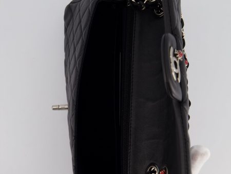 *LIMITED EDITION* Chanel Black Single Flap Bag with Ladybird Embellishment in Lambskin with Silver Hardware Fashion