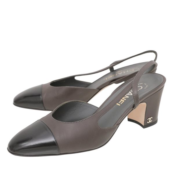 Chanel Bicolor Cap Toe Slingback Pumps 39 on Sale