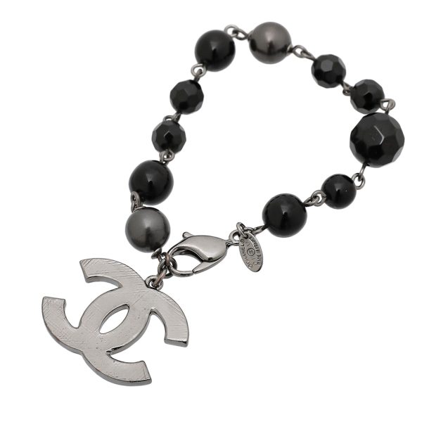 Chanel Black Glass CC Bracelet For Sale