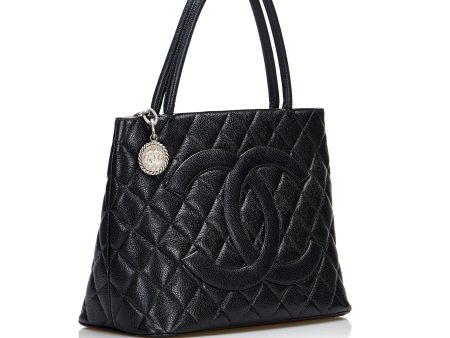 Chanel Medallion Tote Bag Black Caviar Silver Online