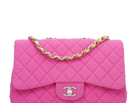 Chanel Bicolor Perforated Jersey Jumbo Flap Bag Online Sale