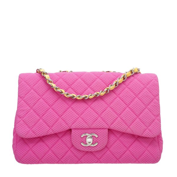 Chanel Bicolor Perforated Jersey Jumbo Flap Bag Online Sale