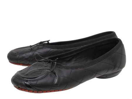 Chanel Black Cambon Ballet Flats 36.5 Fashion