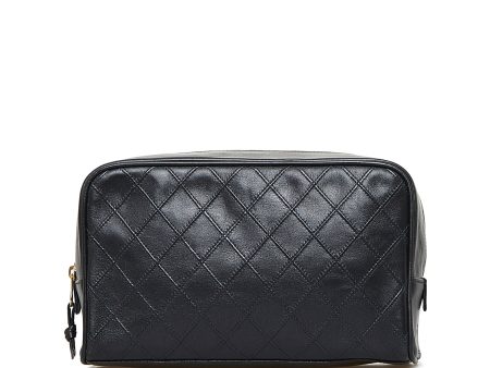 Chanel Clutch Black Lambskin Gold Online now