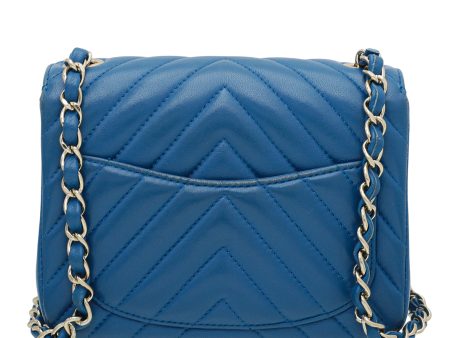 Chanel Blue CC Chevron Mini Square Flap Bag For Cheap