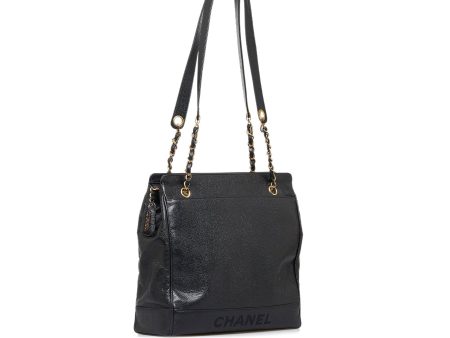 Black Chanel Caviar Chain Tote For Sale