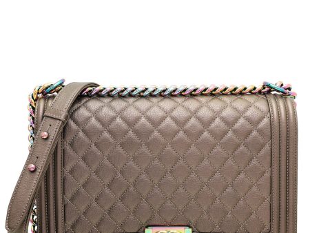 Chanel Bronze Boy Iridescent Goatskin Medium Bag For Discount