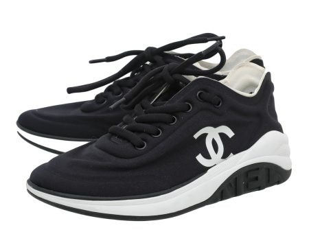 Chanel Black CC Logo Lycra Trainer Sneaker 36.5 Discount