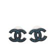 Chanel Bicolor CC Glitter Resin Stud Earrings For Sale