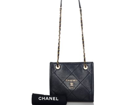 Chanel Shopper Tote Mini Black Calfskin Gold Discount