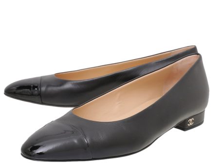 Chanel Black Cap Toe Flats 39 Online