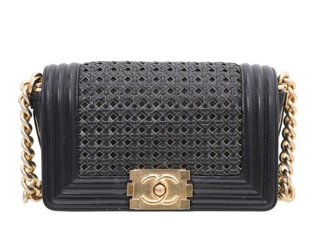 Chanel Bicolor Braided Reverso Sheepskin Boy Bag For Discount