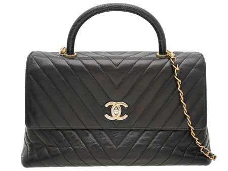 Chanel Black Coco Handle Bag W- Lizard Handle Online