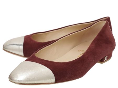 Chanel Bicolor CC Cap Toe Suede Flat Ballerina 37.5 Hot on Sale