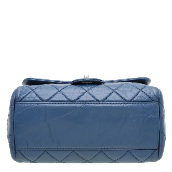 Chanel Blue CC Accordion Aged Flap Bag Online now