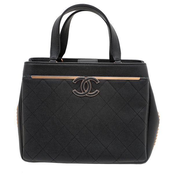 Chanel Black Enamel CC Shopping Tote Bag Sale