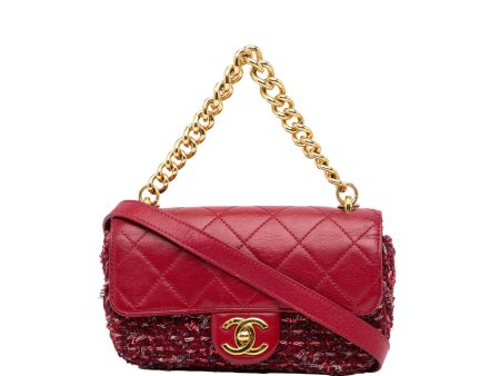 Chanel Classic Single Flap Red Tweed Lambskin Gold Discount