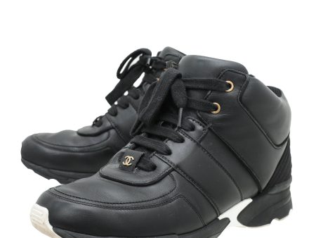 Chanel Black CC Lace Up Sneakers 38.5 Sale