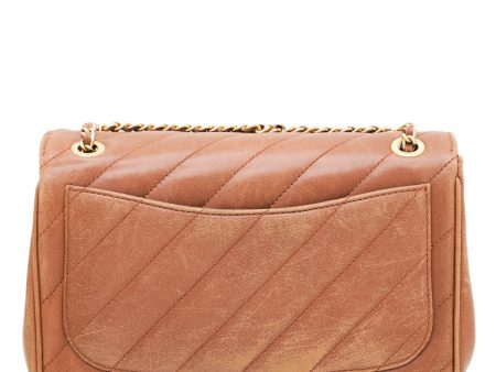 Chanel Brown CC Covered Diagonal Flap Bag For Discount