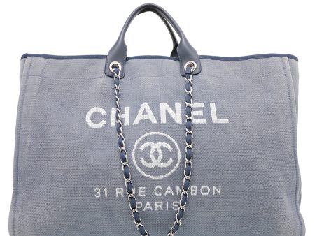 Chanel Blue Deauville Shopping Tote Bag on Sale