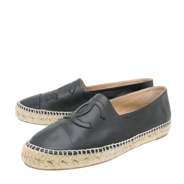 Chanel Black CC Cap Toe Espadrille 40 Sale