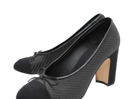 Chanel Black Woven Plastic Grosgrain Bow Pump 39 For Discount