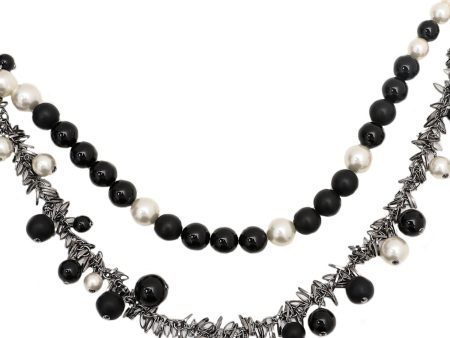 Chanel Bicolor CC Multi Layer Faux Pearl Lariat Necklace Sale