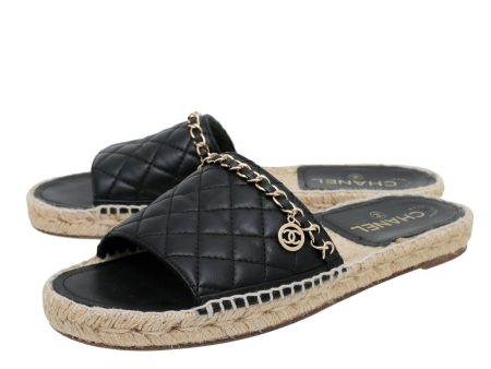 Chanel Black CC Charm Chain Espadrille Mules 40 Discount