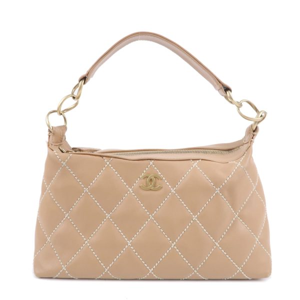 CHANEL Wild Stich Lambskin Shoulder Bag Hand Bag Beige A20663 Supply