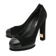 Chanel Black Cap Toe Platform CC On Heels Pumps 40 Discount