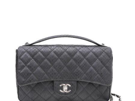 Chanel Black Elaphe Snakeskin Easy Carry Flap Bag on Sale