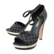 Chanel Black CC Tweed Bow Platform Sandals 39.5 Online