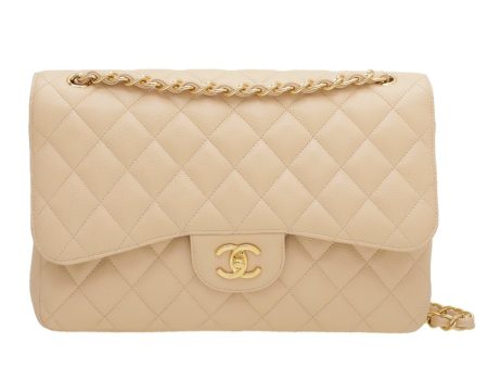 Chanel Beige CC Classic Double Flap Jumbo Bag Online Sale