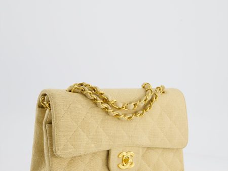 VINTAGE* Chanel Beige Small Fabric Double Flap Bag with 24K Gold Hardware Online Hot Sale