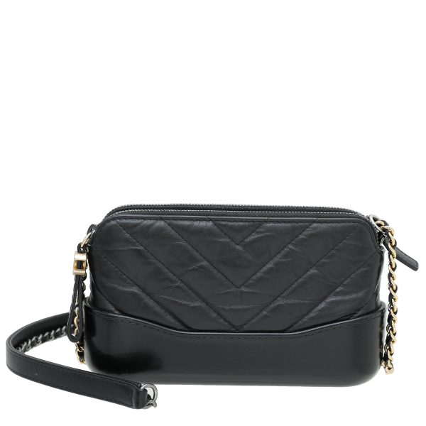 Chanel Black CC Double Zip Gabrielle Chain Clutch For Sale