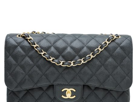 Chanel Black CC Classic Jumbo Double Flap Bag Cheap