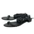 Chanel Black Camellia Ankle Strap Flat Sandals 39 Supply