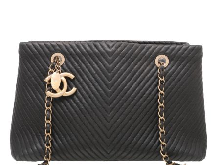 Chanel Black Chevron Surprise Shopping Tote Bag For Discount