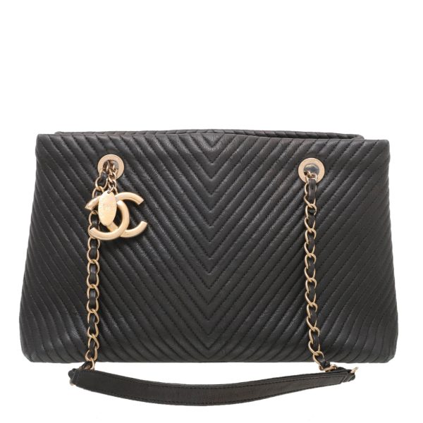 Chanel Black Chevron Surprise Shopping Tote Bag For Discount