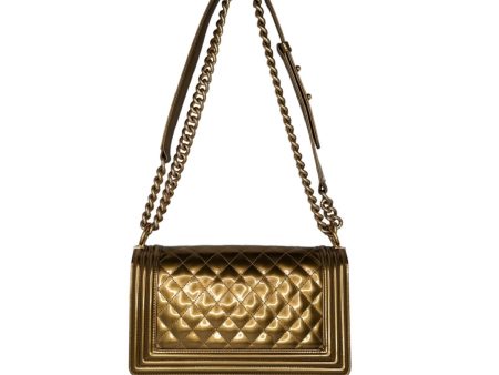 Chanel Metallic Patent Calfskin Quilted Medium Boy Bag Fashion