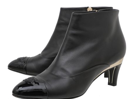 Chanel Black CC Pointed Ankle Bootie 37.5 Hot on Sale