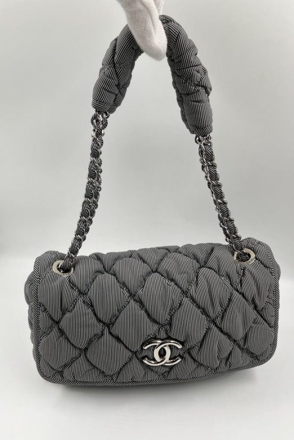 Chanel Striped Bubble Quilted Shoulder Bag on Sale