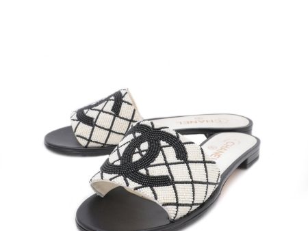 Chanel Bicolor CC Pearl Embroidery Mules 39.5 Hot on Sale