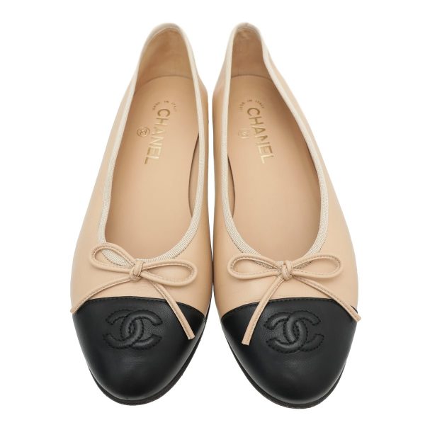 Chanel Bicolor CC Cap Toe Bow Flat Ballerina 39 Discount