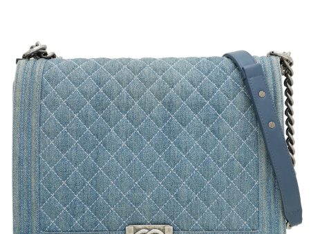 Chanel Blue Denim Quilted Le Boy Large Bag Supply