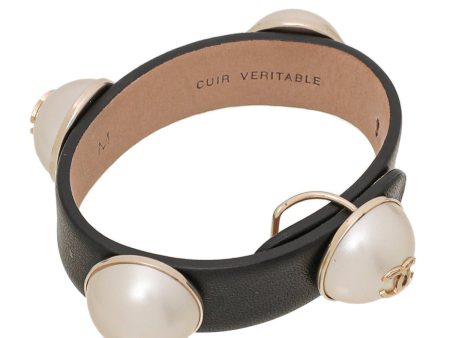 Chanel Bicolor Faux Pearl CC Bracelet Medium Discount